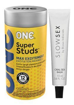 Комплект 12 шт ONE Super Studs + Стимулирующий бальзам Bijoux Indiscrets Slow Sex Oral sex balm SOS6191 фото