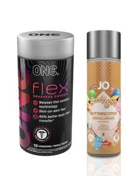 ONE Flex 10 шт.+ Лубрикант на водній основі System JO H2O &mdash; Candy Shop &mdash; Butterscotch (60 мл) SOS6380 фото