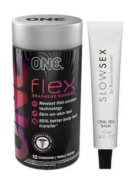 Комплект Набір 10 штук ONE Flex графен + Стимулювальний бальзам Bijoux Indiscrets Slow Sex Oral sex balm SOS6234 фото