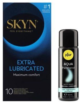 Комплект Skyn Exstra Lube 10 шт + pjur Aqua Panthenol 30 мл SOS13309 фото