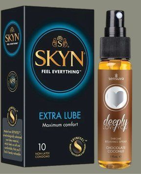 Набір Skyn Extra Lube 10 штук + Спрей  Sensuva Deeply Love You Chocolate Coconut (29 мл) SOS5212 фото