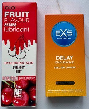 Набор EXS Delay 12 шт. - Лубрикант OLO со вкусом вишни 120 мл. SOS3601 фото