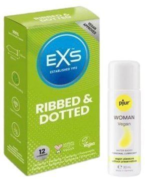 Набор EXS Ribbed & Dotted (12 шт) + pjur Woman Vegan 30 мл SOS13509 фото