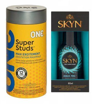 ONE Super Studs Pack 12 шт и Лубрикант SKYN AQUA FEEL 80 мл SOS628 фото