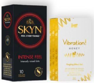 SKYN Intense Feel 10 шт + Intt Vibration Honey (15 мл) SOS6956 фото