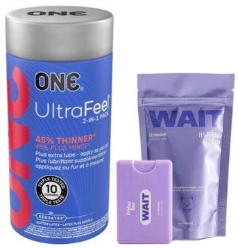Набор из ONE UltraFeel 2-in-1 Pack 10 шт + Пролонгатор WAIT, 10 мл Friday Bae SOS9236 фото