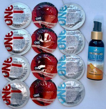 Набор 12 штук ONE Super Sensitive, Tattoo Touch, Flavor Waves + Sensuva Natural Water-Based Orange Creamsicle (57 мл) SOS3943 фото