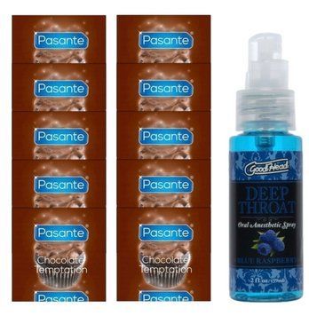 Pasante Chocolate Temptation 10 шт + Doc Johnson DeepThroat Spray &ndash; Blue Raspberry (59 мл) SOS14001 фото