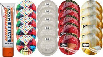 Набор из Swiss Navy Warming 10мл + ONERibs + ONE Dome + ONEChocolateStrawberry + ONEBanana SOS8578 фото