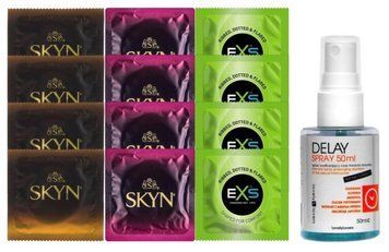 Комплект: Пролонгатор LOVELY LOVERS DELAY SPRAY 50 ML + 8 шт. SKYN + 4 шт. EXS EXTREME 3 в 1 SOS10831 фото