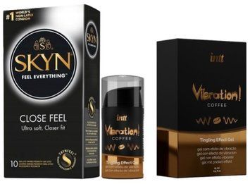 Набор из SKYN Close Feel (10 шт) + Жидкий вибратор Intt Vibration Coffee (15 мл) SOS9807 фото