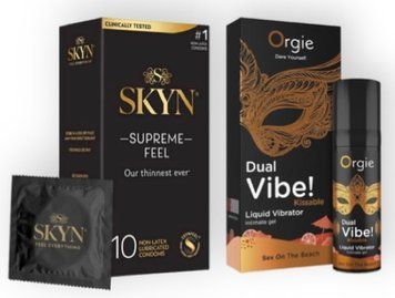 Skyn Supreme Feel 10 шт + DUAL VIBE!, 15 мл Orgie sex on the beach SOS7106 фото