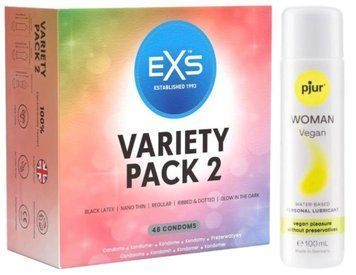 Набор EXS Variety pack 2 (48 шт) + pjur Woman Vegan 100 мл SOS13409 фото