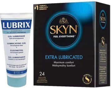 Набор из Лубрикант на водной основе Lubrix (100 мл) + SKYN Extra Lube 24 шт. SOS8793 фото