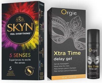 Набір з SKYN 5 Senses + Пролонгатор X-TRA TIME, 15 мл ORGIE  SOS8850 фото