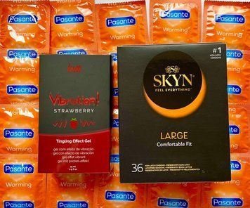 Набір 48 шт SKYN Large - Pasante Warming + Intt Vibration Strawberry (15 мл) SOS1591 фото