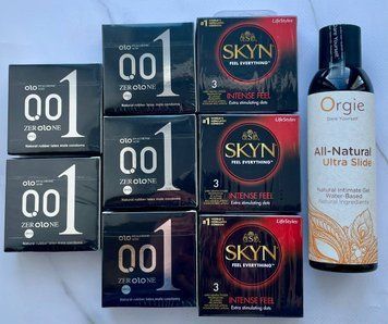 Набор 24 шт OLO Feeling Ultrathin 001 + Skyn ​​Intense Feel + Лубрикант ALL-NATURAL Ultra Slide 150 мл Orgie SOS3793 фото