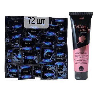 Pasante Extra Safe 72 шт и Лубрикант Intt Cotton Candy &ndash; 100 мл SOS954 фото