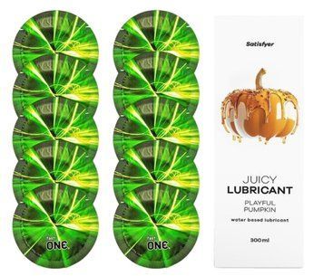 Комплект One Glowing 10 шт. + Лубрикант Satisfyer Juicy Lubricant Playful Pumpkin (300 мл) SOS12205 фото