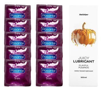 Комплект Pasante TRIM 10шт. + Лубрикант Satisfyer Juicy Lubricant Playful Pumpkin 300 мл SOS11706 фото