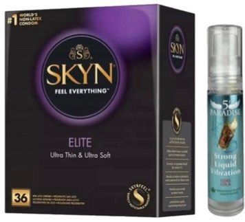 Набір з SKYN Elite 36 шт + Рідкий вібратор 5th Paradise Liquid Vibrator &mdash; Кола (10 мл) SOS10253 фото