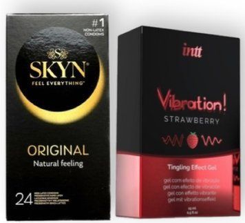 SKYN ORIGINAL 24 шт + Intt Vibration Strawberry (15 мл) SOS6872 фото