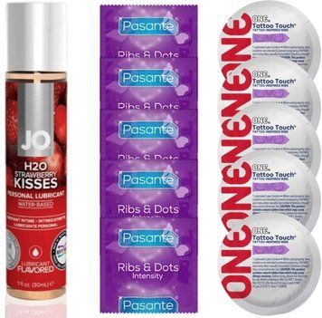 Набор 10 шт Pasante + ONE + System JO H2O Strawberry Kiss (30 мл) SOS4590 фото