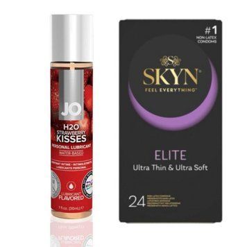 SKYN Elite, 24 шт + Лубрикант System JO H2O &mdash; Strawberry (30 мл) SOS4781 фото