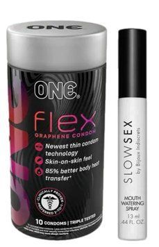 Комплект Набір 10 штук ONE Flex графен + Спрей для посилення слиновиділення Bijoux Indiscrets Slow Sex Mouthwatering spray SOS6235 фото