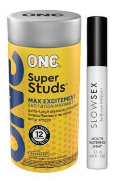 Комплект 12 шт ONE Super Studs + Спрей для усиления слюноотделения Bijoux Indiscrets Slow Sex Mouthwatering spray SOS6192 фото