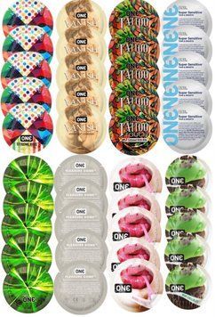 Набір з 40 шт ONE Ribs + ONE Vanish + ONE Tattoo + ONE Sensitive + ONE Glowing + ONE Dome + ONE Bubblegum + ONE Mint Chocolate SOS8312 фото