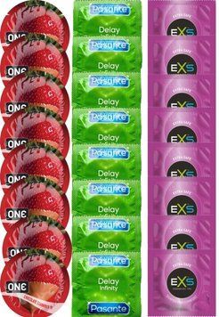 Набор 24 шт ONE Chocolate Strawberry + Delay Infinity + EXS EXTRA SAFE SOS7505 фото