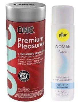 Набор ONE Premium Pleasures 24 шт. + Лубрикант pjur Woman Aqua 100 мл. SOS13011 фото