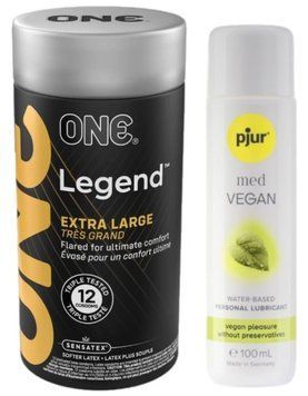 Комплект ONE Legend Extra Large 12 шт + Pjur MED Vegan Glide 100 мл SOS13111 фото