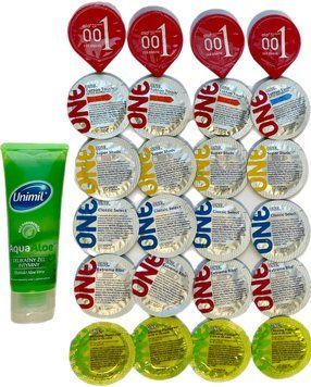 Набор с 24 шт - ONE, OLO + Лубрикант Unimil Aloe 80 мл SOS1347 фото
