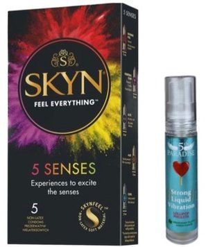 Набір з SKYN 5 Senses + Рідкий вібратор потужний смак: льодяник, 10 мл 5th Paradise SOS9648 фото