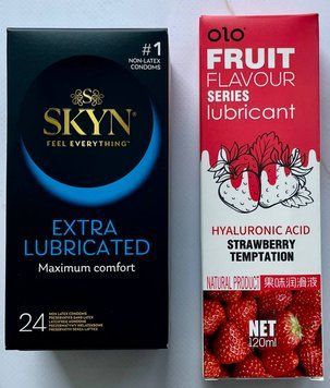 Комплект SKYN Extra Lube, 24 шт + Гель-лубрикант полуничний 120 мл OLO SOS3652 фото