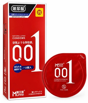 Ультратонкі презервативи Muaisi 001 Red з гіалуроновою кислотою (12 шт) MI6 фото