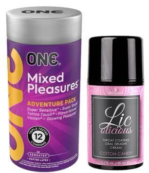 Комплект 12 шт ONE Mixed Pleasures + Гель Sensuva Lic-o-licious Cotton Candy (50 мл) SOS6100 фото
