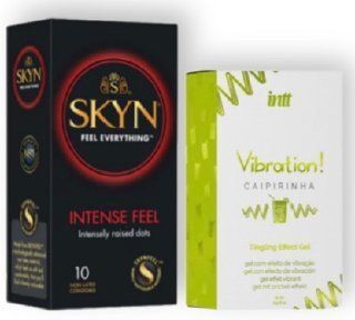 SKYN Intense Feel 10 шт + Intt Vibration Caipirinha (15 мл) SOS6957 фото