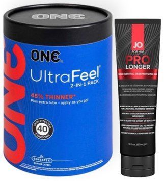 Набор из ONE UltraFeel 2-in-1 Pack 40 шт + Пролонгатор System JO Prolonger Gel (60 мл) SOS9104 фото
