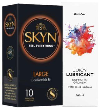 Комплект Лубрикант Satisfyer Juicy Lubricant Euphoric Orgasm 300 мл + SKYN Large 10 шт SOS12658 фото