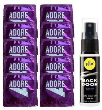 Комплект Pasante Adore Extra Sure 10 шт + pjur Backdoor (20 мл) SOS14177 фото
