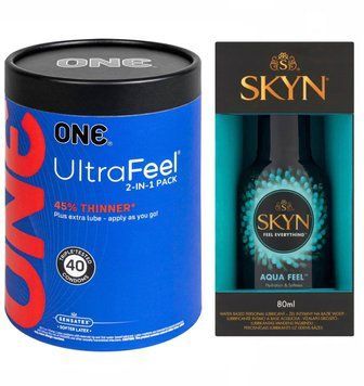 ONE UltraFeel 2-in-1 Pack 40 шт и Лубрикант SKYN AQUA FEEL 80 мл SOS629 фото