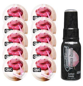 Комплект ONE Bubblegum 10 шт + Doc Johnson GoodHead Tingle Spray Cotton Candy (29 мл) SOS13902 фото