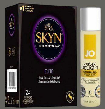 Набір SKYN Elite, 24 шт + Гель  System JO Oral Delight - Vanilla Thrill (30 мл) SOS5363 фото