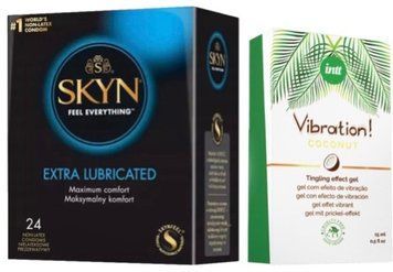 Набір з SKYN Extra Lube (24 шт) + Рідкий вібратор Intt Vibration Coconut Vegan (15 мл) SOS10104 фото