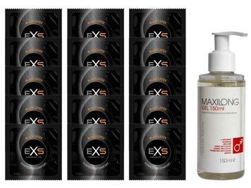 Комплект EXS Black Latex 15 шт + Lovely Lovers MAXILONG Gel (150 мл)  SOS14619 фото