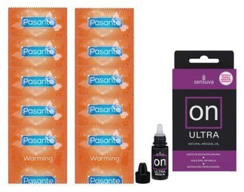 Комплект Pasante Warming 10 шт + Sensuva ON Arousal Oil for Her Ultra 5 мл SOS14277 фото