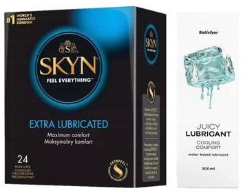 Набір Лубрикант Satisfyer Cooling Comfort 300 мл + SKYN Extra Lube 24 шт. SOS12776 фото